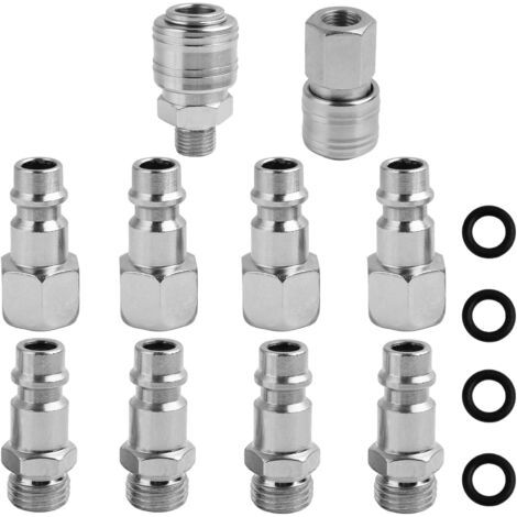 10 Pièces 1/4 BSP Raccords Pneumatiques Rapides, Connecteurs pour Compresseur d'Air, embout compresseur air, Connection Pneumatique, Raccord rapide air comprimé - (1/5)