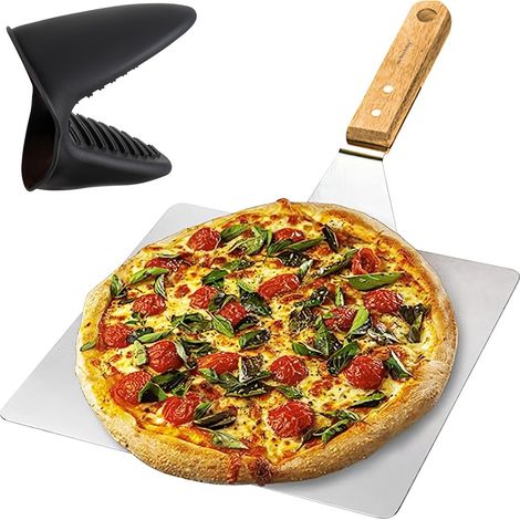 Filiyano-Plateau à pizza avec manique - Acier inoxydable argenté (1/5)