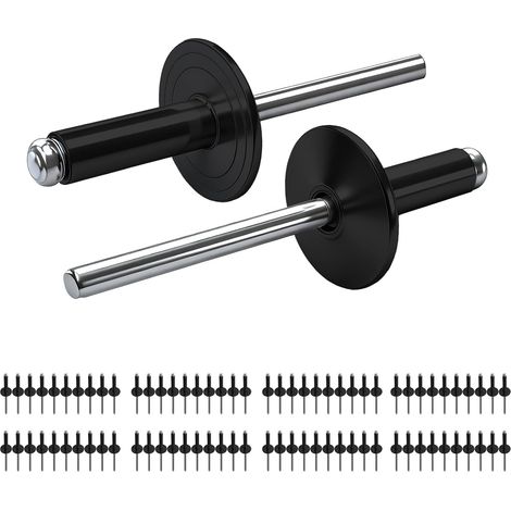 Lot de 80 rivets aveugles noirs en aluminium, 4,8 x 16 mm, large collerette, pour véhicules et mobilier (1/5)