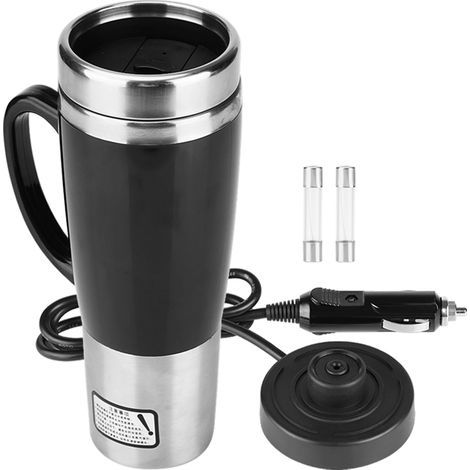 Edelstahlbecher für Elektroautos, Kaffeebecher, Teebecher, schwarzer Reisebecher für den Winter, 12 V (1/5)