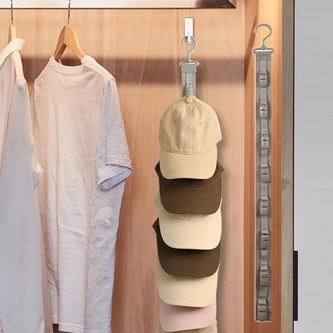 Estante para guardar sombreros，Organizador de capuchas，Almacenamiento que ahorra espacio，Montaje vertical en pared，3,7 x 5,5 x 3,7 cm (1/5)