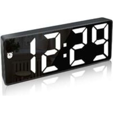 Réveil Numérique,Grand écran LED,Horloge de Surface Miroir avec Fonction Snooze et Connexion de Charge USB Réglable en Luminosité Réveil pour Chambre,Bureaux