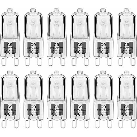 12 pièces G9 Lampes halogènes , ampoules G9 230V 28W 480lm, 2800K blanc chaud, ampoules à capsule dimmable, sans scintillement [Classe énergétique G] (1/5)