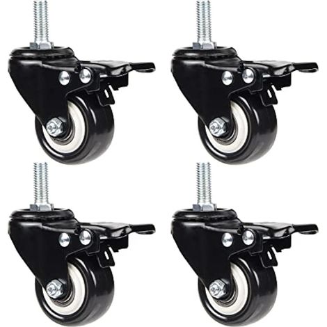 Roulettes pour meubles, lot de 4 roulettes pivotantes de transport avec frein, 50 mm, charge 50 kg, vis M10 (1/5)