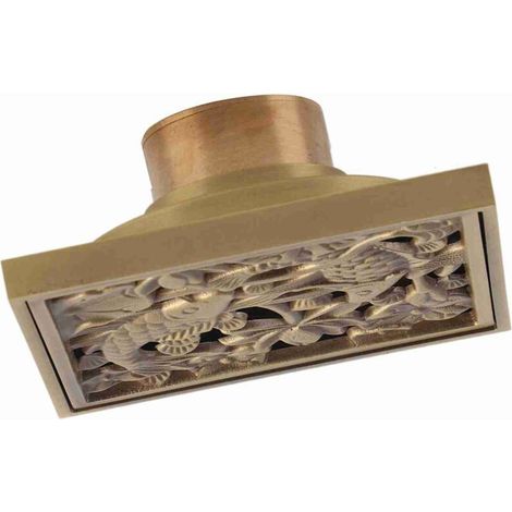 Grille de sol antique pour salle de bains et douche en cuivre, 10 cm (4) - Drain de sol pour déchets avec filtre anti-cheveux (1/5)