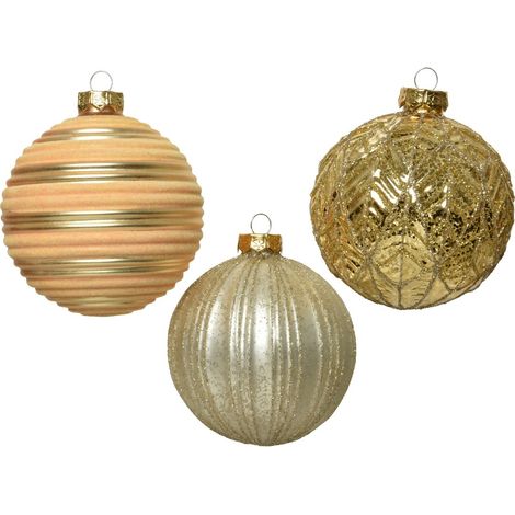 Weihnachtskugel im Glas Glitter Gold sortiert 10 cm 1 Stk