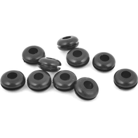 10pcs Passe Fils Œillet en Caoutchou Passe-Câble Bagues Anneaux Protection Fil Œillet Barre Noir double face 5mm x 8mm (1/5)
