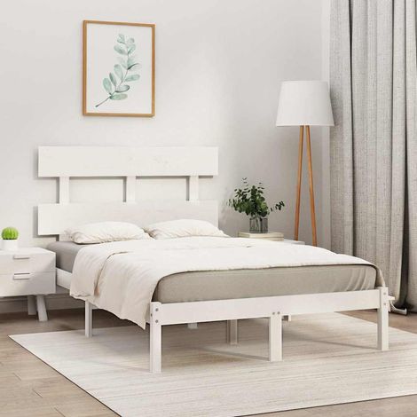 Estructura de cama madera maciza blanca 120x200 cm (1/5)
