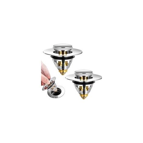 Promotion Universel Bonde de Lavabo PopUp, 2 Pièces Flitre de Vidange AntiBloqué, Bonde de Baignoire en Acier Inoxydable et Cuivre Pur, Flitre Cheveux AntiOdeur pour Les Trous de 34 à 38mm