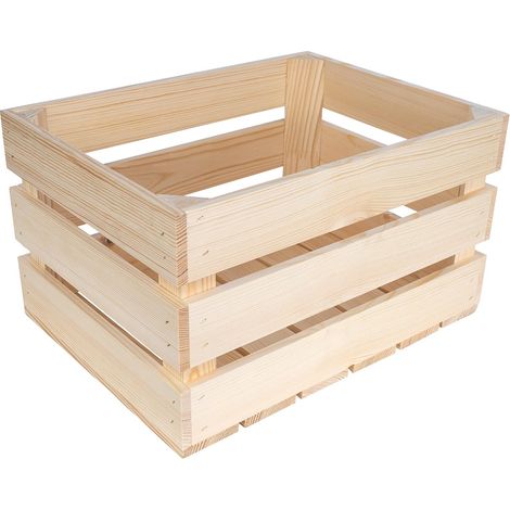 Creative Deco Holzkiste Natur 40 x 30 x 23 cm – Geschliffene Obstkiste, Weinkiste, Apfelkiste, Aufbewahrungsbox, Geschenkbox & Deko