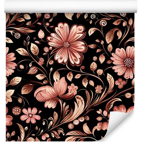 Papier peint Fleurs magnifiques Rouille, Noir, Rouge et Orange 50x1000 cm (1/5)