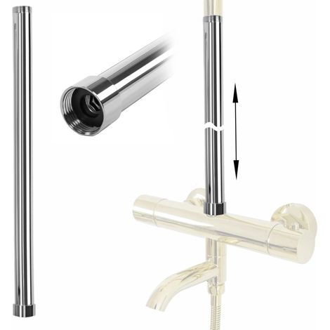 REA – Rallonge pour ensemble bain-douche chromé 50cm – Adaptateur d’extension pour douche de pluie – Résistant à l’eau et durable