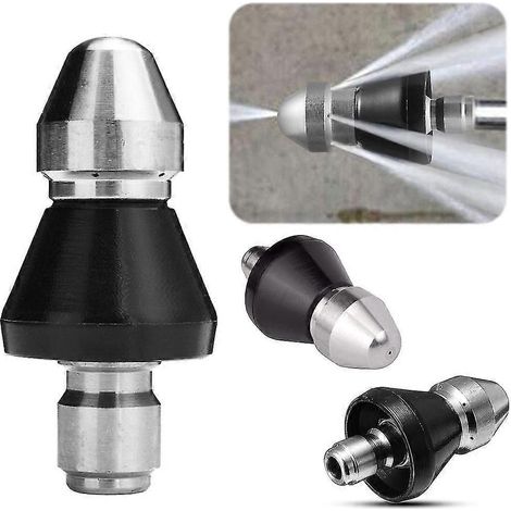 1/4 Inch Sewer Cleaning Tool High Pressure Washer Jet Nozzle 5000psi Stainless Steel Drain Hose Pipe Jetter Head (1/5)