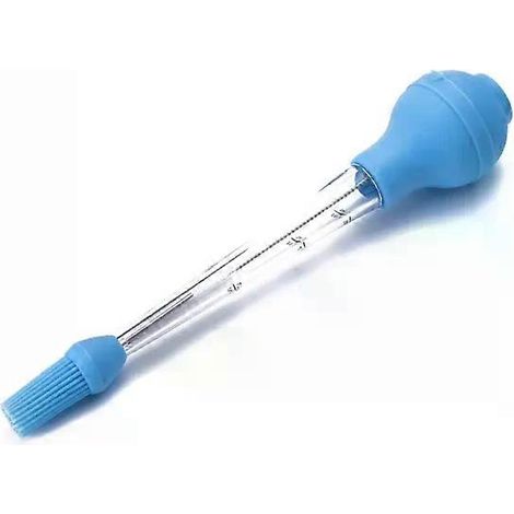 Pompe à assaisonnement en silicone pour dinde - Tube égouttoir avec brosse de nettoyage, bleu (1/2)