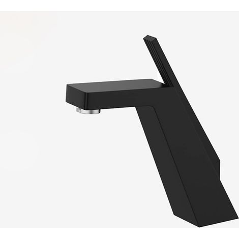 Robinet de Bassin Noir/Chrome Face à Handle de Pont à Manche monté sur Pont Robot Froid et Chaud for Les robinets de Grue de Salle de Bain(Zwart) (1/5)