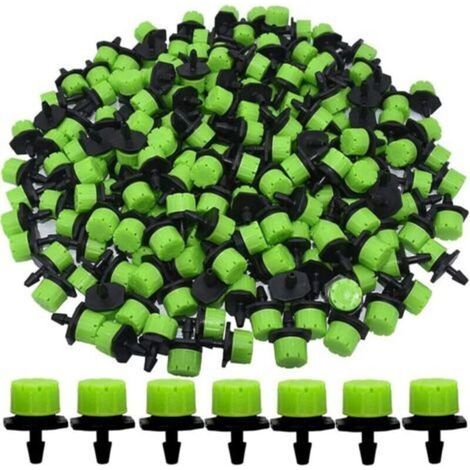 200Pcs 1/4\" Irrigation Dripper, Green Adjustable Irrigation Drippers Drip Watering for Plant Garden Greenhouse Vegetable Garden Lawn (1/5)