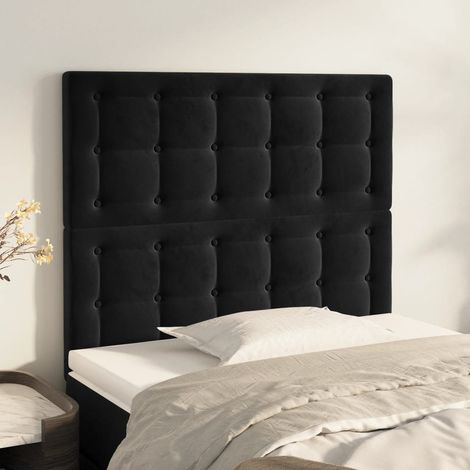 2 pcs Têtes de lit pour lit adulte, Tableau décoratif de chevet Noir 90x5x78/88 cm Velours SDG37667 (1/5)