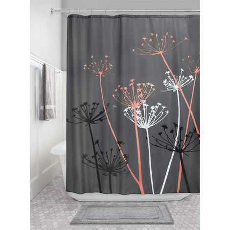 iDesign Thistle Tenda Doccia, Tessuto, Grigio, 180x0.2x180 cm