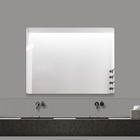 Miroir mural sans cadre 60 x 80 cm – Miroir de salle de bain HD sans cuivre, miroir moderne pour coiffeuse/chambre/entrée, miroir décoratif à suspendre verticalement ou horizontalement avec film incas