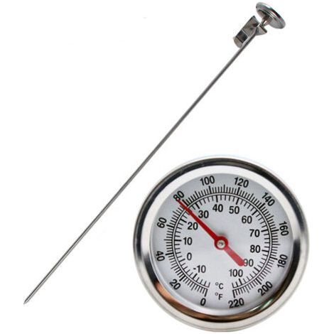 PA Thermomètre à compost, thermomètre portable à grand cadran de 5 cm en acier inoxydable avec tige de 50 cm pour sol, compost et jardin (1/4)