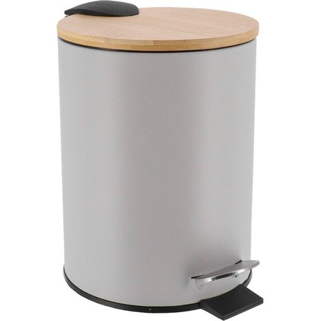 Cestino in metallo drop-brake 3l - bambù grigio chiaro - Tendance