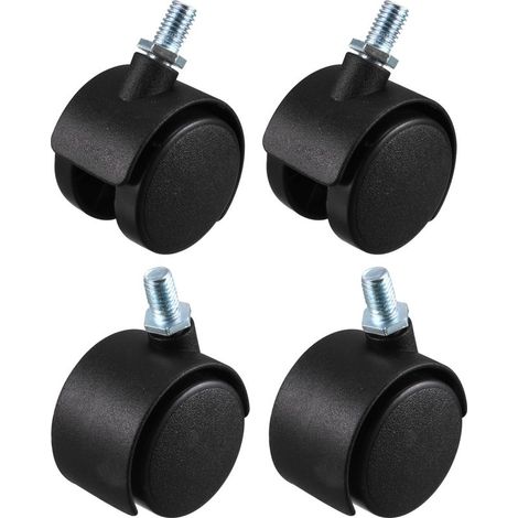 Roulettes pivotantes en plastique noir pour meubles et chaises (lot de 4) (1/5)