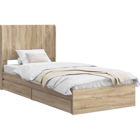 Struttura del letto con stoccaggio e testata Rovere Sonoma vidaXL (1/5)