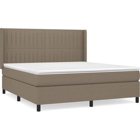 Maison Exclusive - Sommier à lattes de lit avec matelas Taupe 160x200 cm Tissu (1/5)