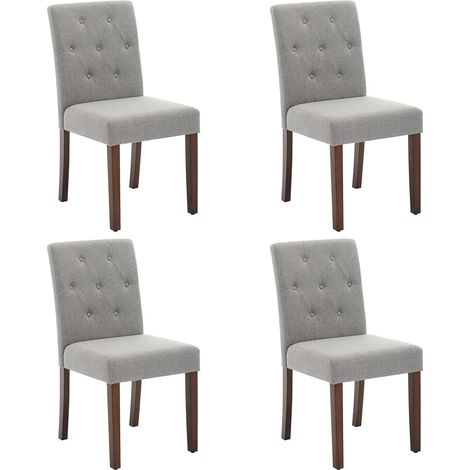 Lot de 4 Chaises de Salle à Manger Capitonnées - Style Parsons - Dossier Haut et Pieds en Bois Massif (1/5)