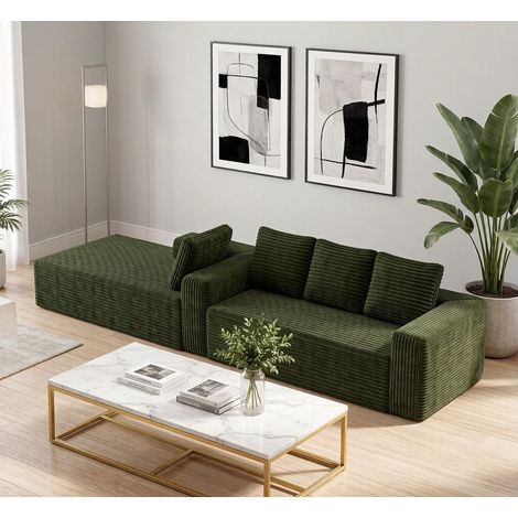 Canapé d'angle cloud avec méridienne, design contemporain, spacieux et confortable pour le salon. (1/5)