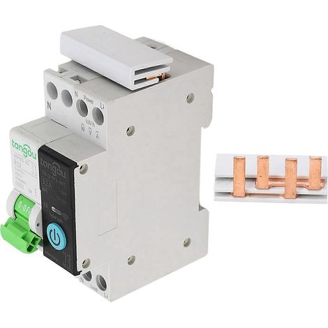 Intelligenter WLAN-Leistungsschalter mit Messfunktion, Fernbedienung, Fehlerstromschutzschalter, 230 V, 1-polig + N