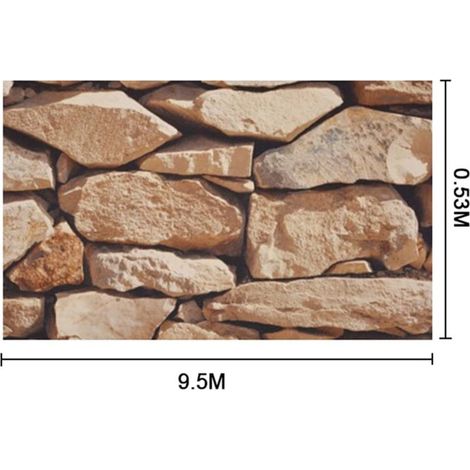 3D-Steintapete – Imitationsstruktur, Vlies, Retro-Dekoration – Hellbraun, 53 cm x 9,5 m (1/5)