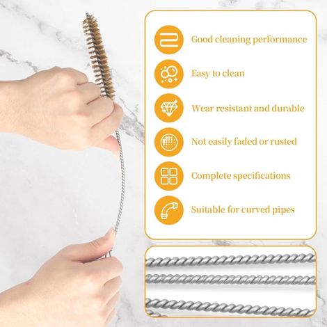 Brosse métallique de décontamination en sept pièces pour tuyaux, brosse de nettoyage ronde à long manche pour pailles (1/3)