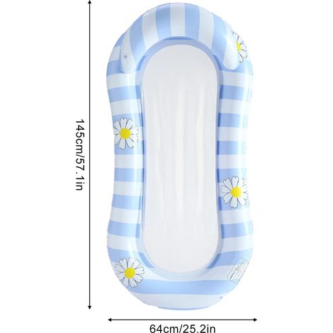 (Bleu) Tapis de piscine gonflable, chaise longue flottante pour fête au bord de la piscine (1/3)