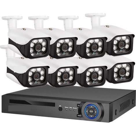 Système de caméra de sécurité à domicile Système de caméra de sécurité 4K Ultra HD 8MP Kit POE NVR Street CCTV Bullet IP Ensemble de surveillance vidéo à domicile en plein air ( Size : None , Color : (1/5)