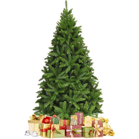 GOPLUS Sapin de Noel Artificiel, 600 Branches en PVC Ignifuge, Base en Metal, Ouverture Automatique, Arbre de Noel pour Decoration de Noel dans Maison, Entreprise, Centre Commercial, Vert (150CM) (1/5)