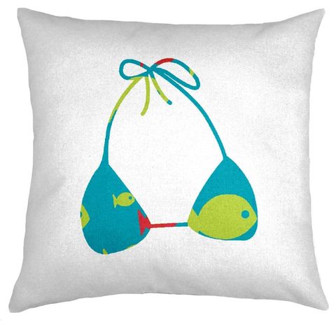 BLUE LAGON SWIM - Coussin en coton motif vacances à la mer blanc 38x38 (1/2)