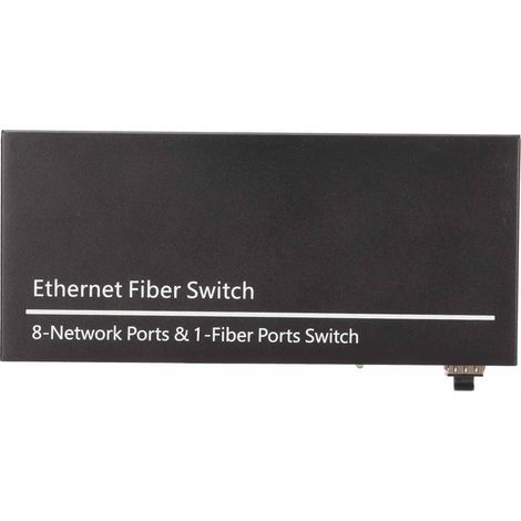 Convertisseur de média Ethernet fibre optique : 1 port optique, 8 ports électriques, 10 ports Gigabit Ethernet SFP, commutateur fibre optique 100-1000 Mbits/s, prise US. (1/5)