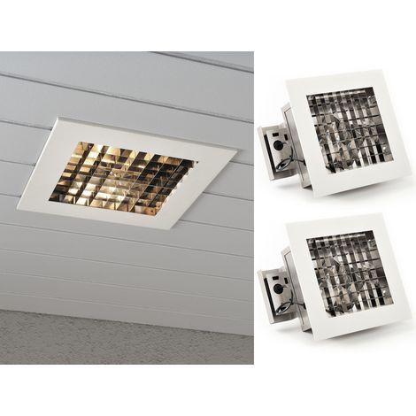 2er-Set elegante Deckeneinbauleuchten Aluminium weiß lackiert E27, 27 x 27 cm (1/5)