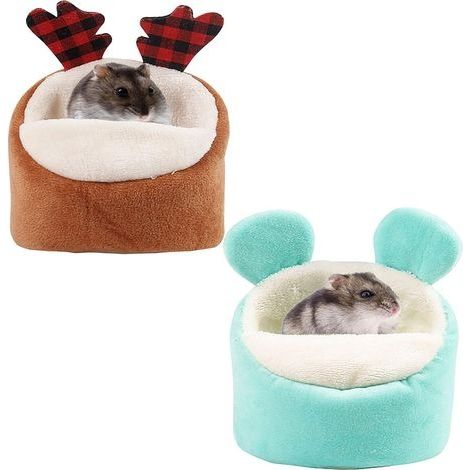 2pcs lit pour animaux de compagnie lit de hamster chaud d'hiver (vert/café)