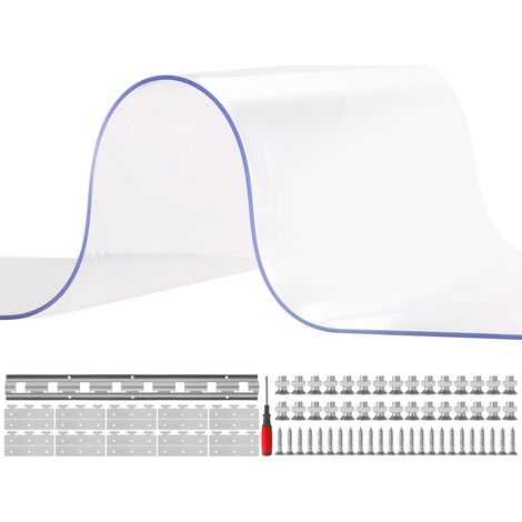 Rideau à lanières PVC transparent, 2,1 m H × 1,5 m L × 2 mm ép., lot de 10, pour chambre froide, entrepôt, garage. Imperméable et lisse. (1/5)