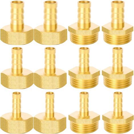 12 raccords de tuyau 1/2", 8 mm, 10 mm, 12 mm, filetage extérieur et filetage intérieur pour tuyau à air, tuyau à gaz, tuyau d'eau (1/5)