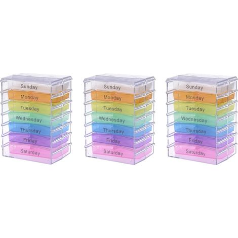 3X Medecine Hebdomadaire Pilule Stockage 7 Jours Tablet Trieur Boite Conteneur Etui Organisateur (1/5)