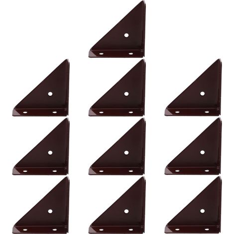 Équerres métalliques renforcées, lot de 10, pour meubles et lits, couleur marron, acier laminé à (1/5)