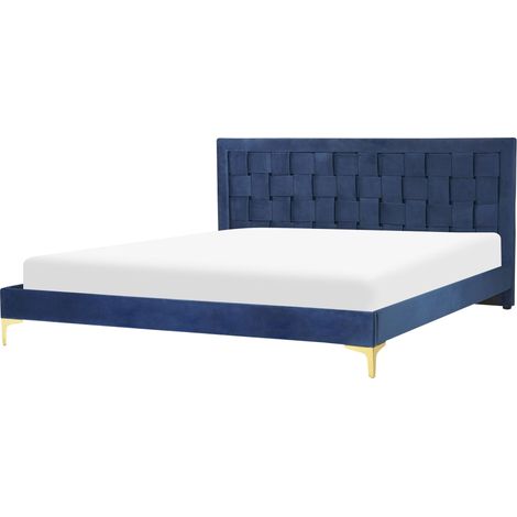 Bed Velvet LIMOUX 180 x 200 cm (EU Super King) Navy Blue (1/5)