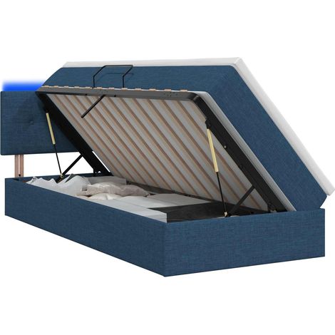 Maison Exclusive - Letto con contenitore LED e materasso Blu 90 x 190 cm Tessuto (1/5)