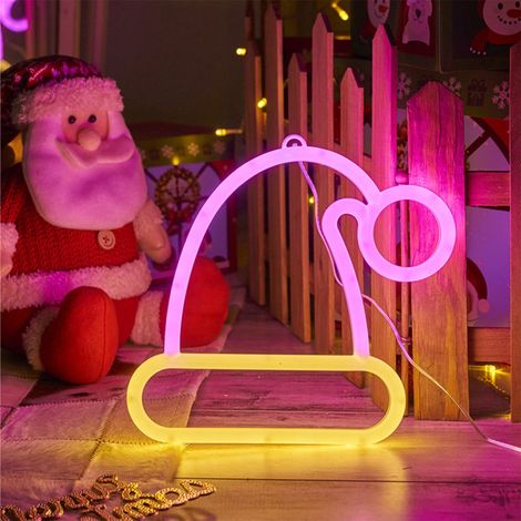 Neon Sign - Chaussettes Et Gants De Noël - Luminaire En Acrylique À LED - Alimenté Par USB - Décoration Murale Pour Fête De Fin D Année - 21 X 19 Cm (1/5)