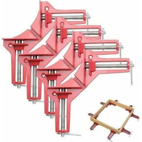 Ensemble de 4 pinces à angle droit de 90 degrés, serre-joints d'angle réglables en bois pour cadres multi-photos, menuiserie, soudure. (1/5)