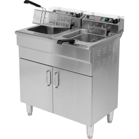 Gastro Fritteuse 2x11,5L mit Unterschrank 2x5000W 520x730x900mm 380-400V