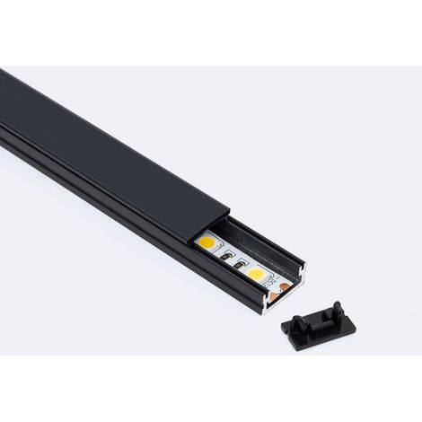 Profilo Alluminio Superficie 2m per Striscia LED fino a 10mm Nero 2 m Nero traslucido (1/4)
